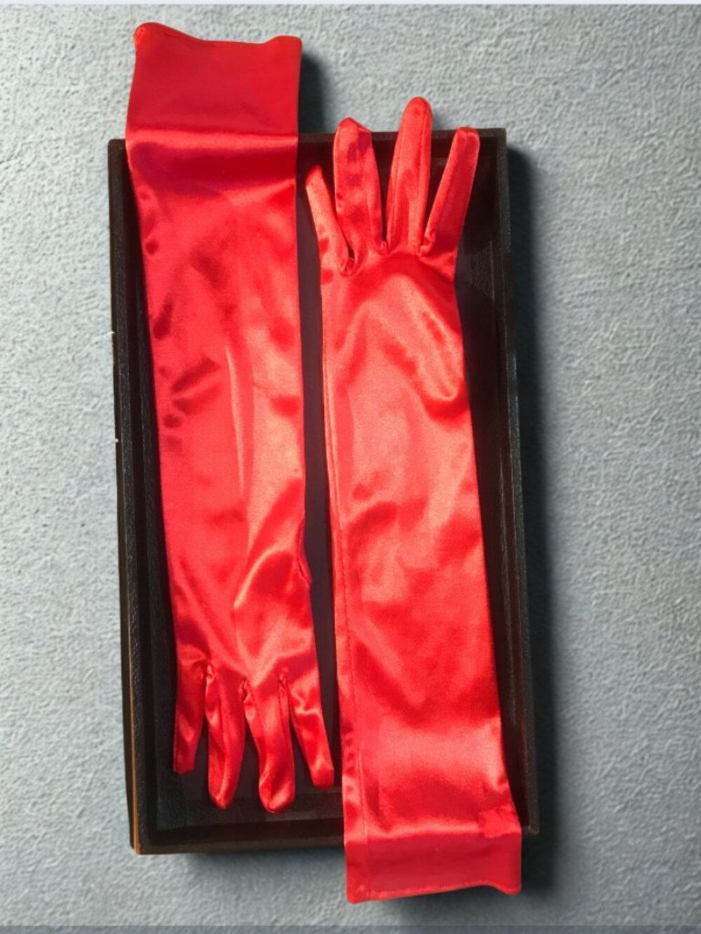 Vintage Red Satin Opera Length Gloves